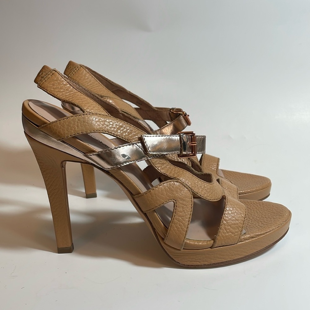 Rebecca Minkoff khaki‎ gladiator sling back heels leather size 9.5M